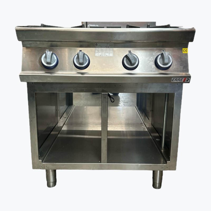 Erre 2 commercial four-ring hob — LPG, approx. 80 × 90 × 89 cm
